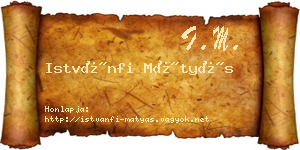 Istvánfi Mátyás névjegykártya